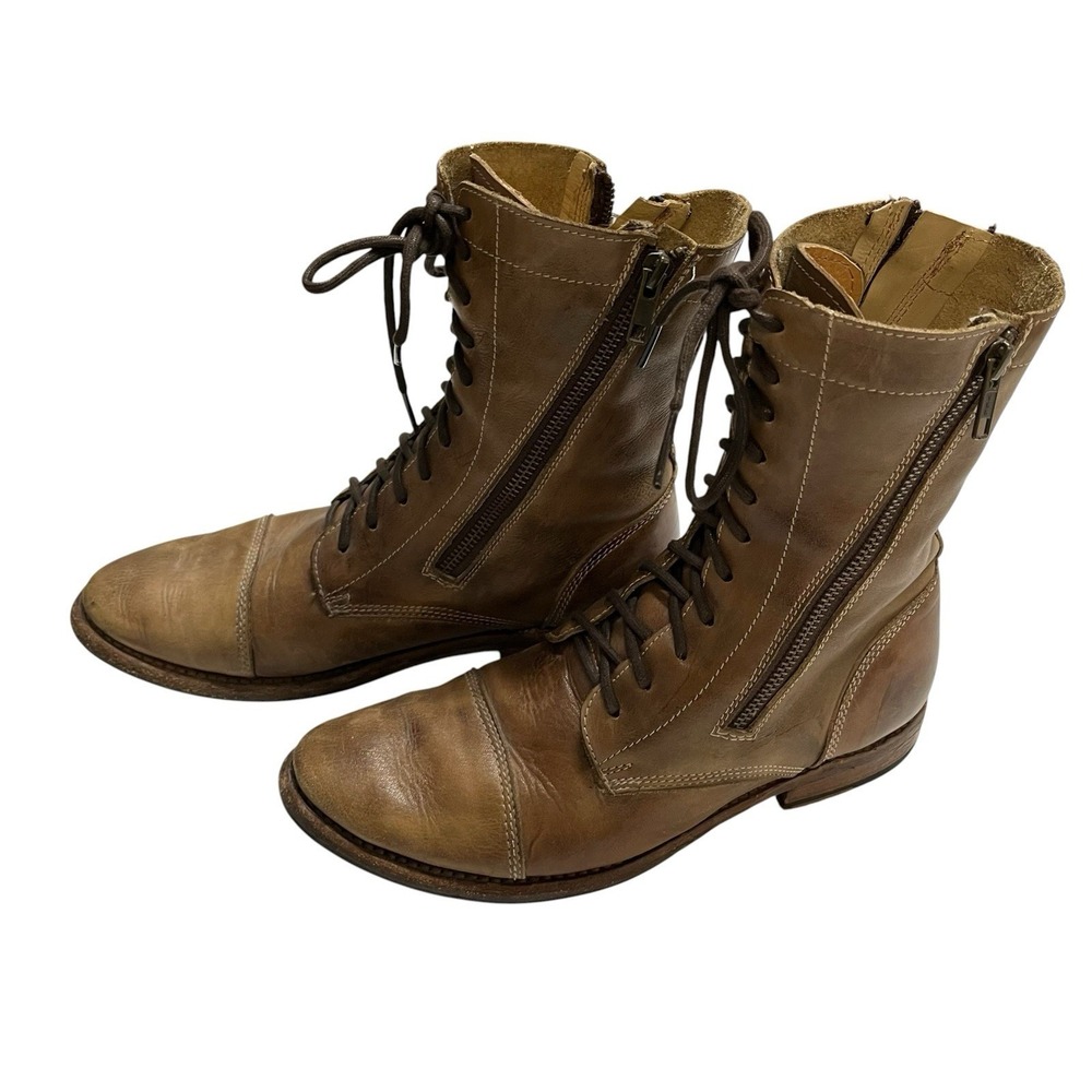 Bed Stu Boots Bonnie Lace Up Combat Ankle Brown‎ Distress Leather Size 8.5 Boho